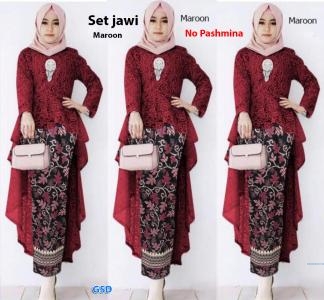 Set jawi brukat maroon