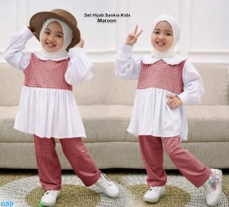 Set Hijab Saskia Kids Maron