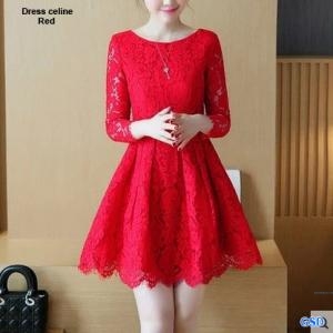 Dress brukat celine red