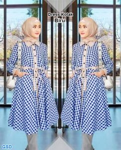 Dress kotak biru