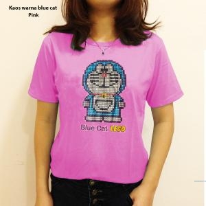 Kaos warna blue cat oren