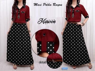 Maxi Polka rayon maroon