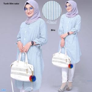 Tunik slim salur hitam