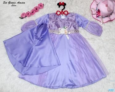 Set Gamis Anak Amina Lilac