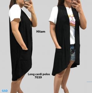 Long cardi polos 7039 hitam