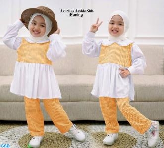 Set hijab saskia kids biru