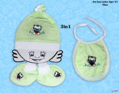 Set bayi polos tiger 01 hijau