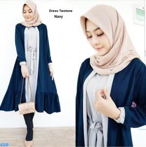 Dress twotone navy