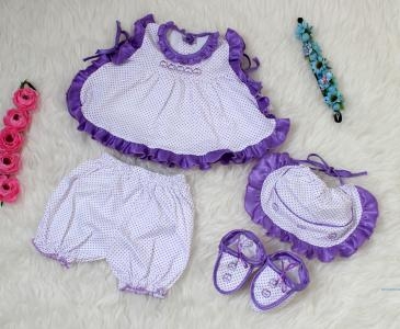 Set Bayi Dot kecil 4in1 ungu