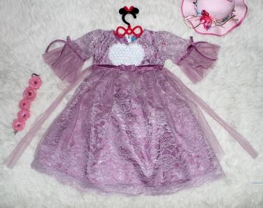 Dress Anak Love Brukat lilac