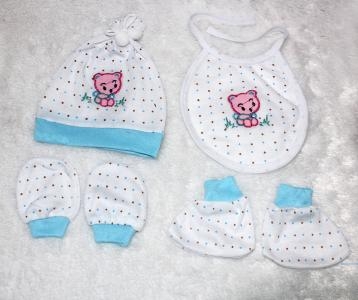 Set Bayi Dot Bear 4in1 02  Biru