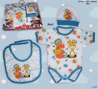 Set Bayi 3in1 Animal Biru