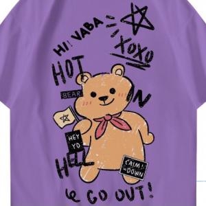 Hi VABA Oversized Bear Lilac Tshirt | Kaos Streetwear Unisex Tee