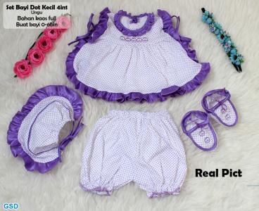 Set Bayi Dot kecil 4in1 ungu