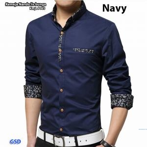 Kemeja nando navy lis bunga -kmj P065