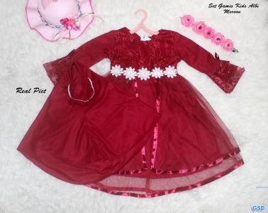 Set Gamis Anak Albi maroon