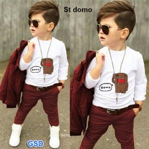 setelan domo maroon