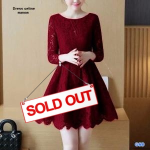 Dress brukat celine maroon