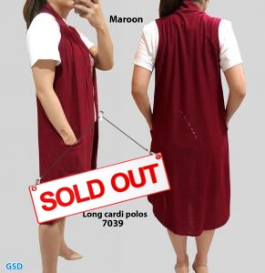 Long cardi polos 7039 maroon