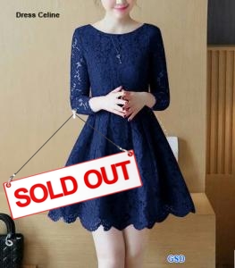 Dress brukat celine navy