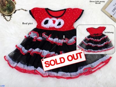 Dress kids peony merah