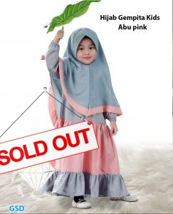 Hijab Gempita kids abu pink