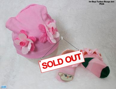 Set Bayi Turban bunga 2in1 pink