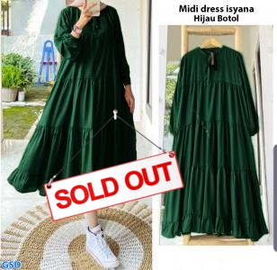 Midi Dress Isyana hijau botol