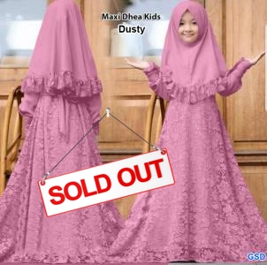 Gamis Dhea brukat dusty