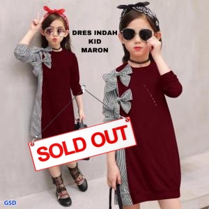 Dress  indah salur  kids maroon