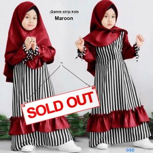 Gamis strip kids maroon