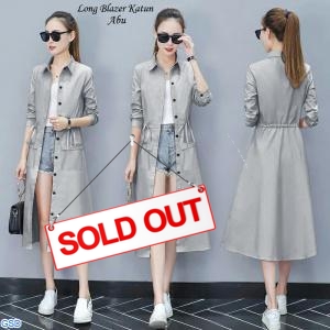 Long blazer katun abu