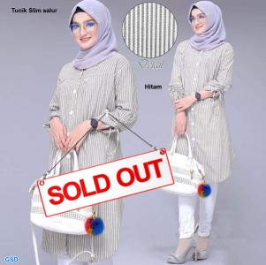 Tunik slim salur hitam