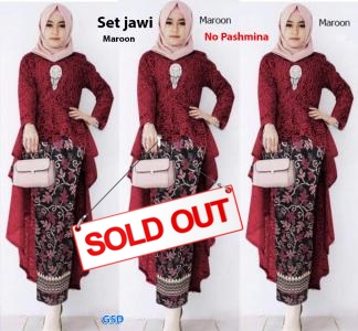 Set jawi brukat maroon