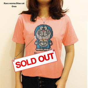 Kaos warna blue cat oren