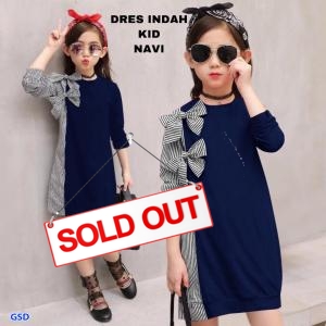 Dress  indah salur  kids navy