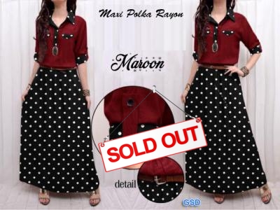 Maxi Polka rayon maroon