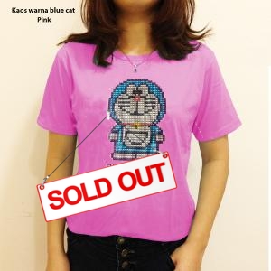 Kaos warna blue cat pink