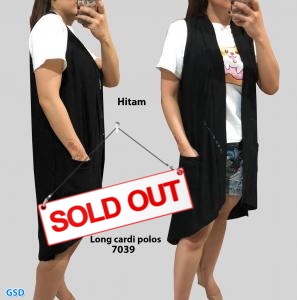 Long cardi polos 7039 hitam