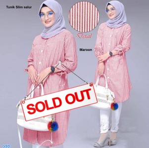 Tunik slim salur maroon