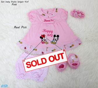 Set bayi fruits lengan pink 4in1