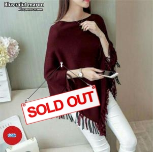 Blus rajut maroon-blus ponco maron