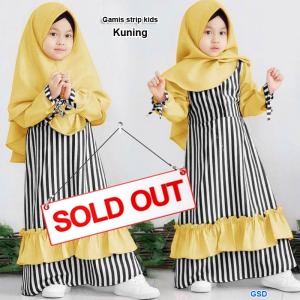 Gamis strip kids kuning